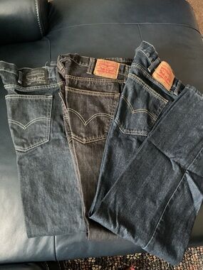 Levi's Men’s Straight Jeans Trio - Dark Blue / Charcoal / Indigo